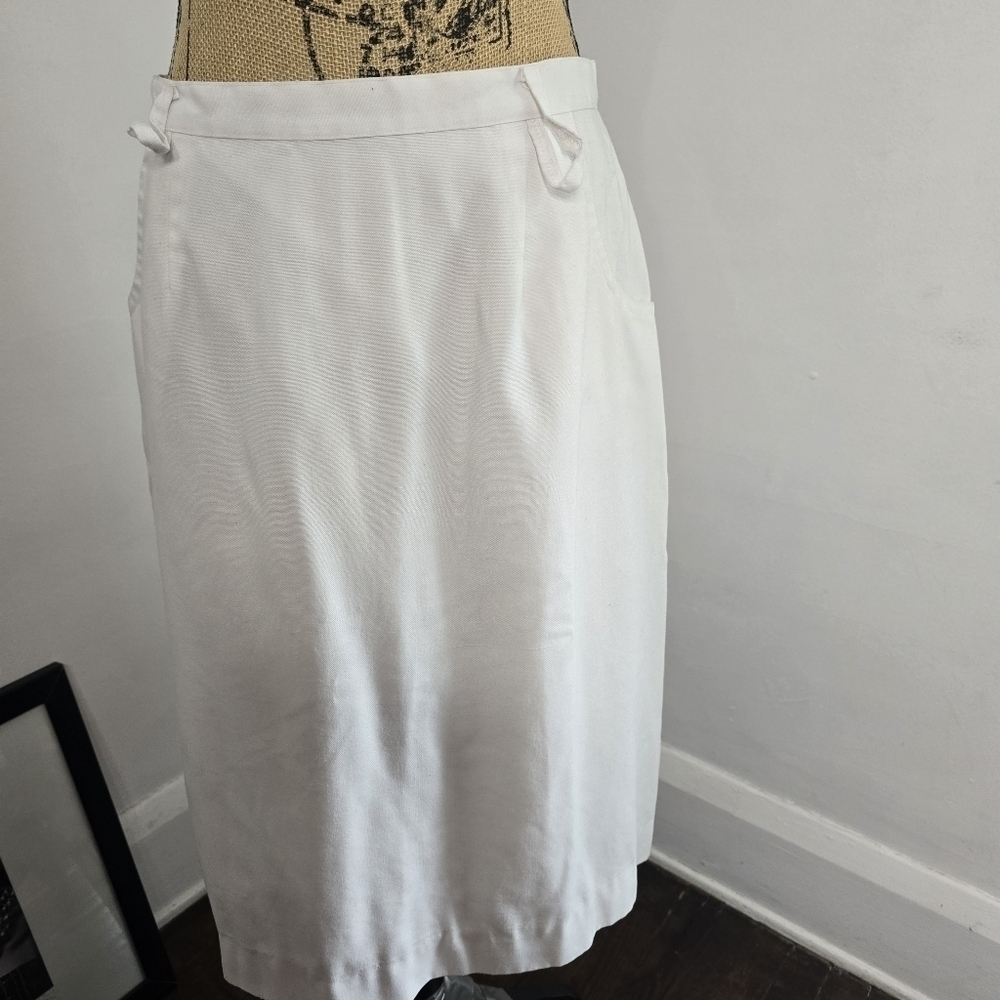 Vintage White Midi Skirt / Career Business Casual Classic
